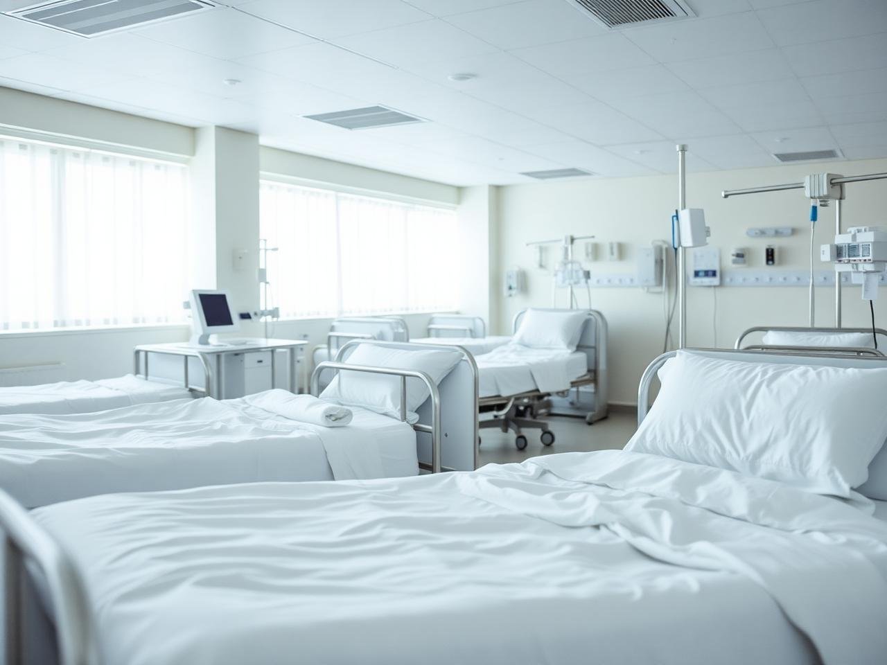 Chambre d'hôpital équipée de linge de lit professionnel