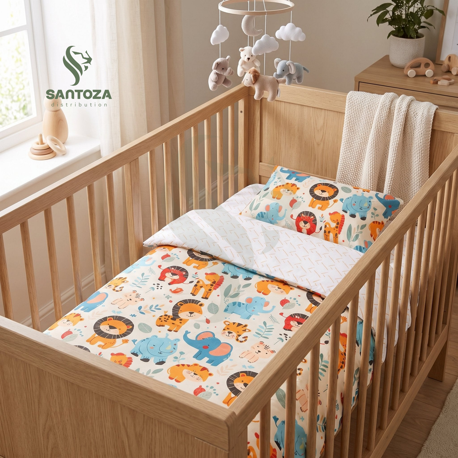 Housse de couette bébé Pas d’Ourson 115×130 + taie d'oreiller assortie