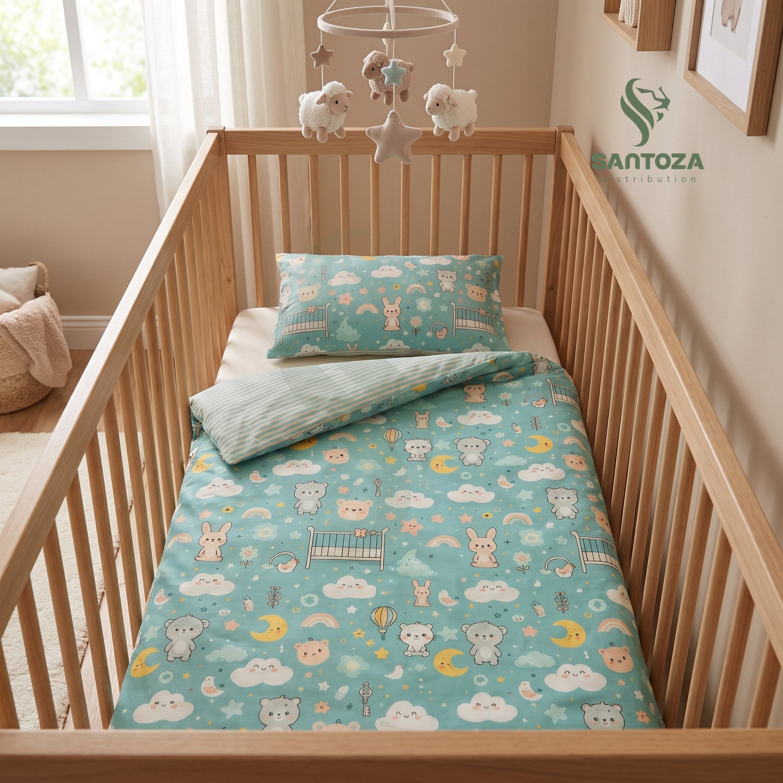 Housse de couette bébé Nuit Étoilée 115×130 + taie d'oreiller assortie