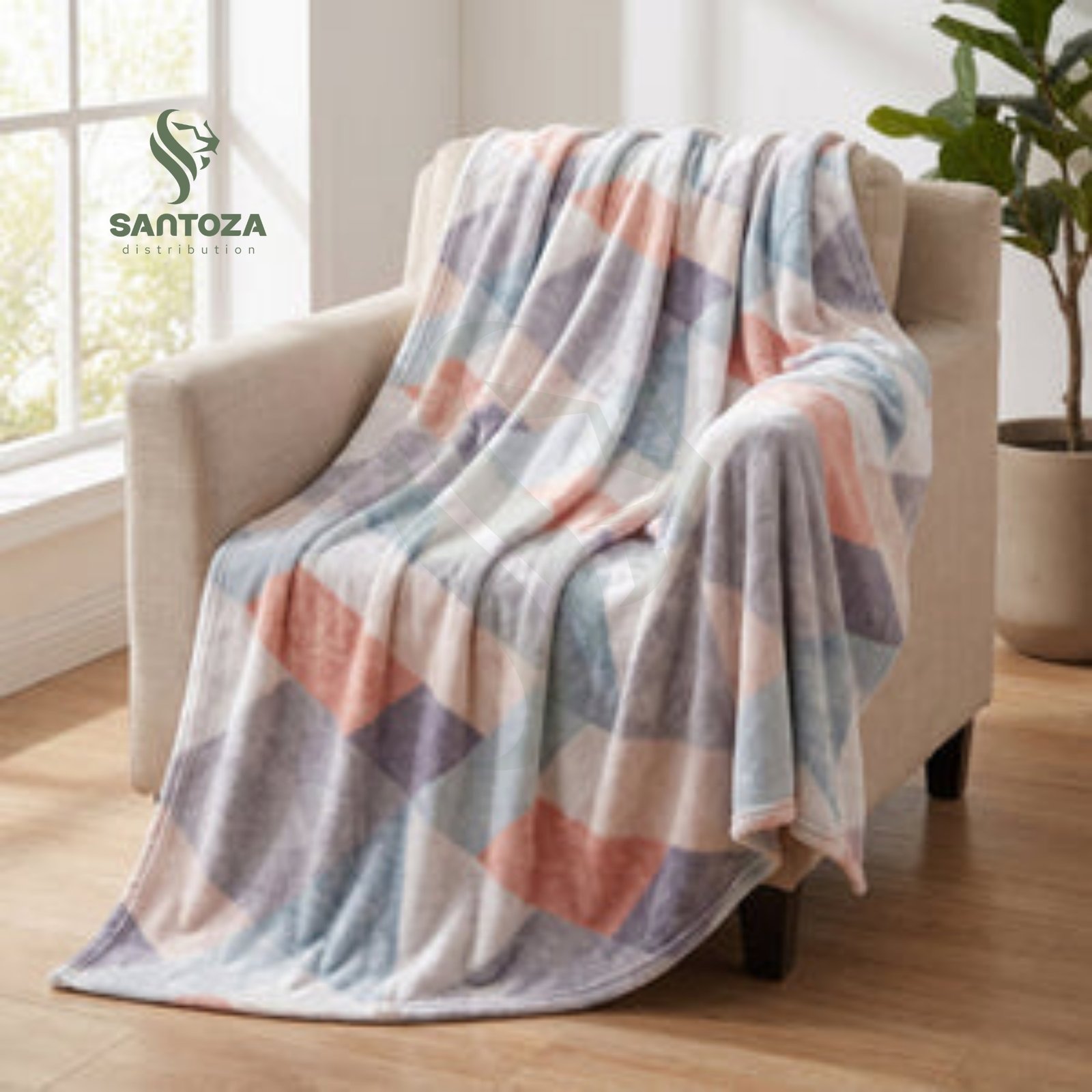Couverture flanelle unie Bleu Ciel