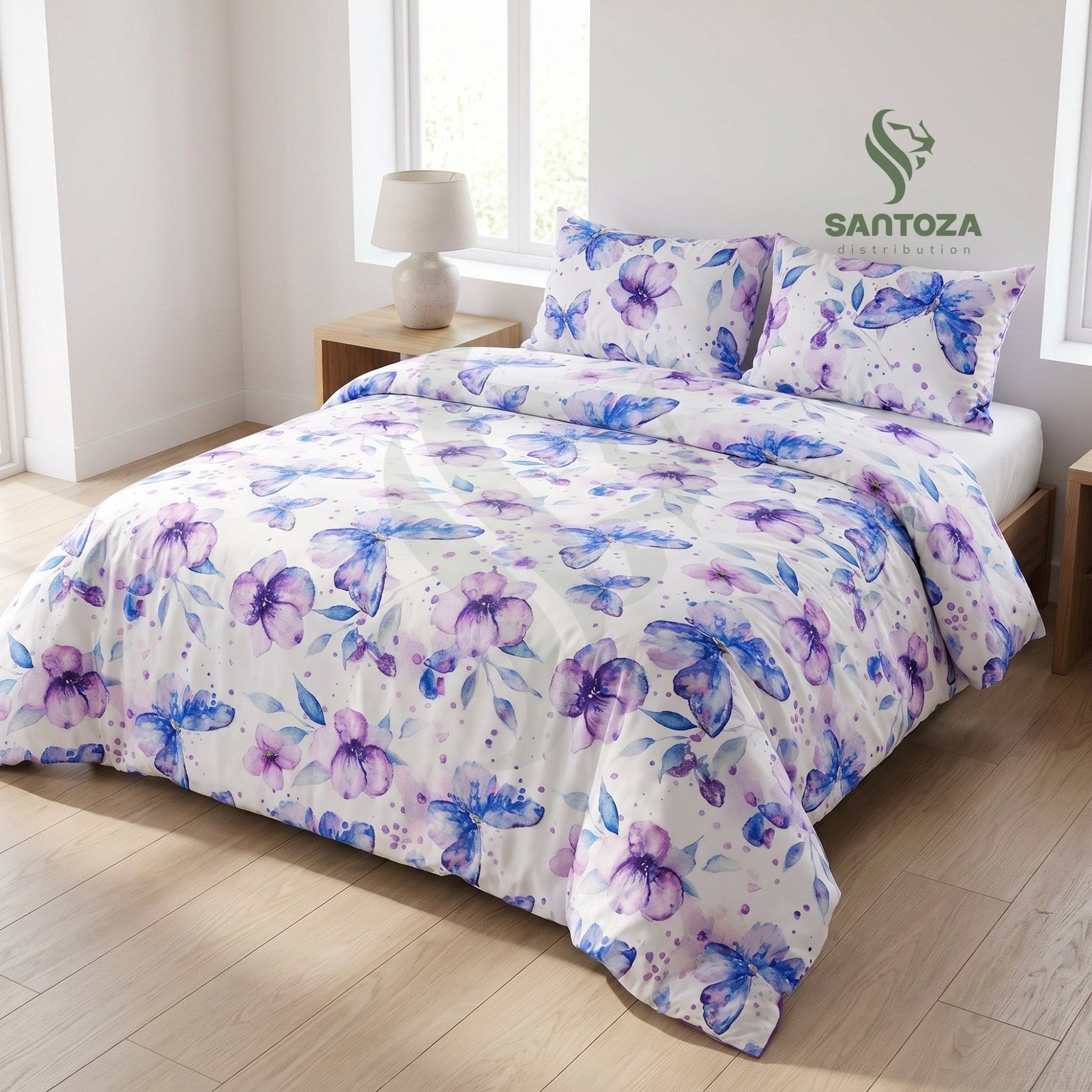 Housse de couette imprimée Papillons d’Élégance