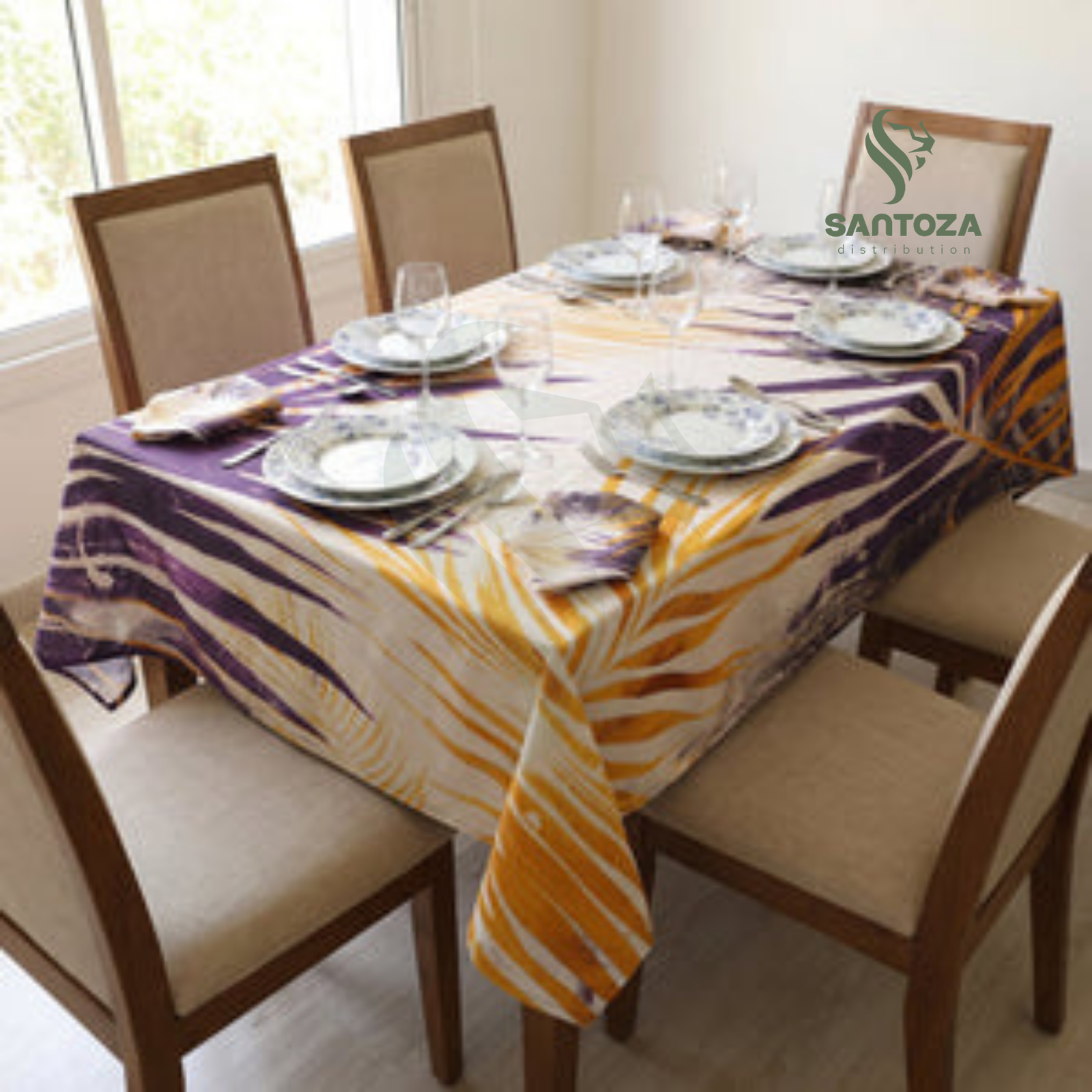 Nappe unie bleue + serviettes assorties